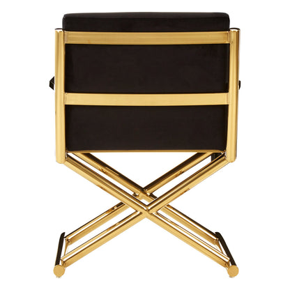 Hendricks Black Velvet Chair with Gold Cross Legs