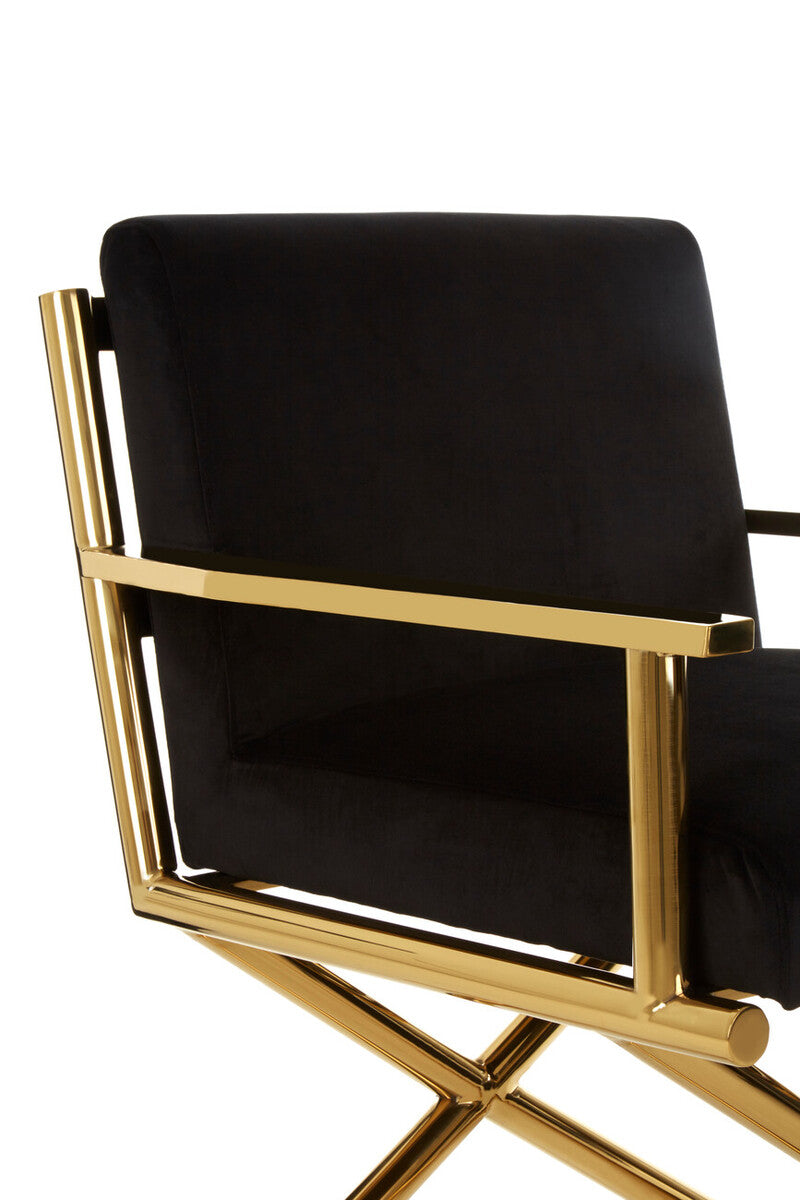 Hendricks Black Velvet Chair with Gold Cross Legs - Image 8
