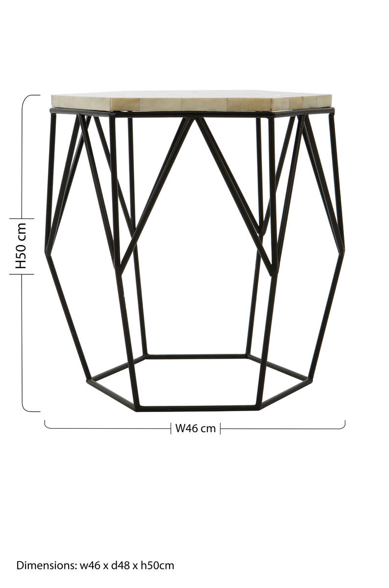 Harlo Ivory and Black Hexagon Side Table - Image 5