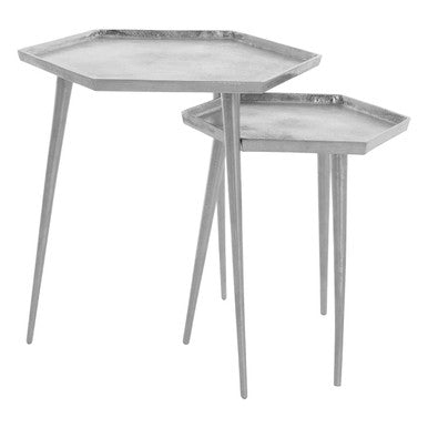 Halle Silver Set Of 2 Hexagonal Side Tables - Image 6