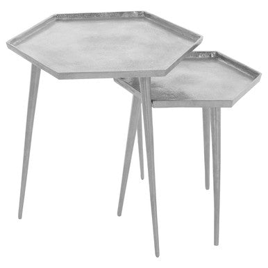 Halle Silver Set Of 2 Hexagonal Side Tables - Image 7