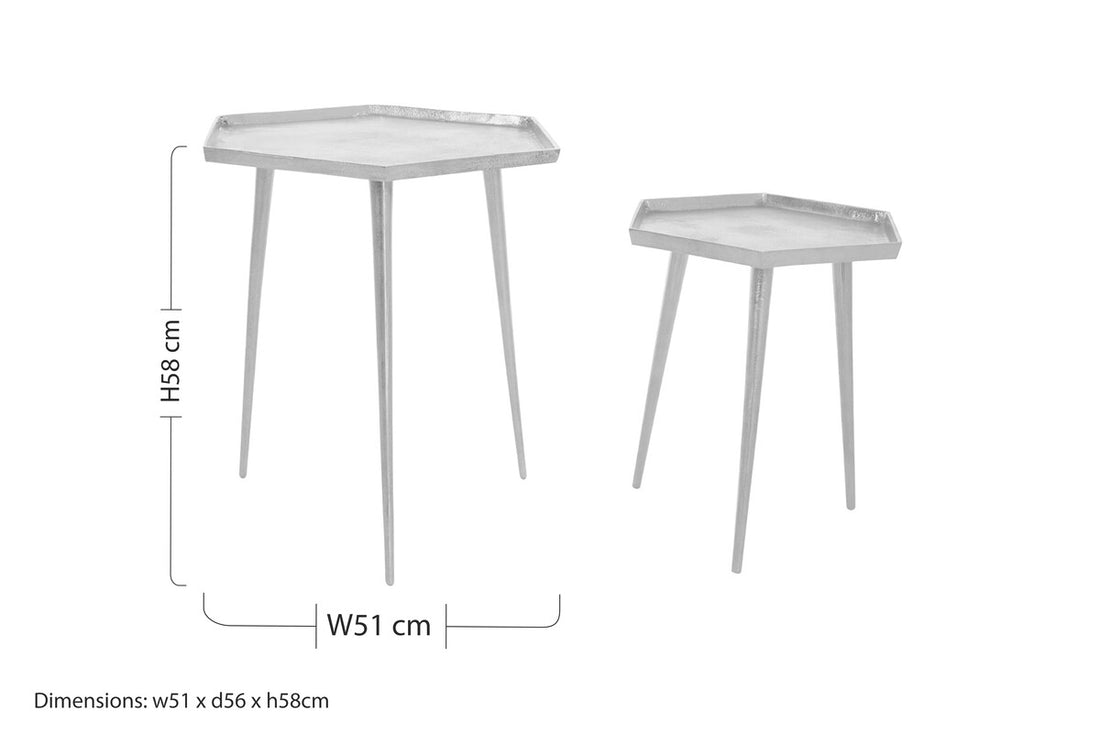 Halle Silver Set Of 2 Hexagonal Side Tables - Image 9