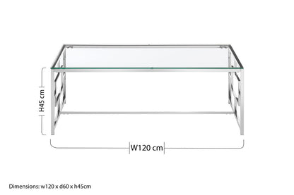 Allure Clear Glass Silver Base Coffee Table