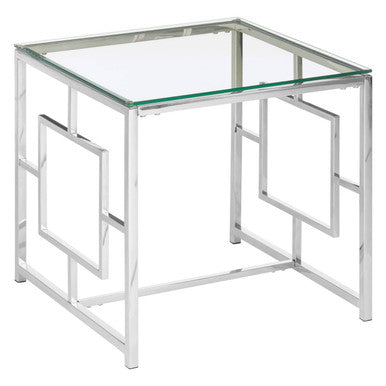 Allure Clear Glass And Silver Base End Table