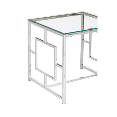 Allure Clear Glass And Silver Base End Table - Image 4