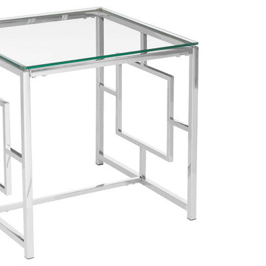 Allure Clear Glass And Silver Base End Table