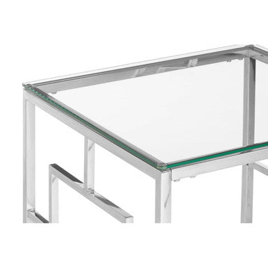 Allure Clear Glass And Silver Base End Table - Image 6