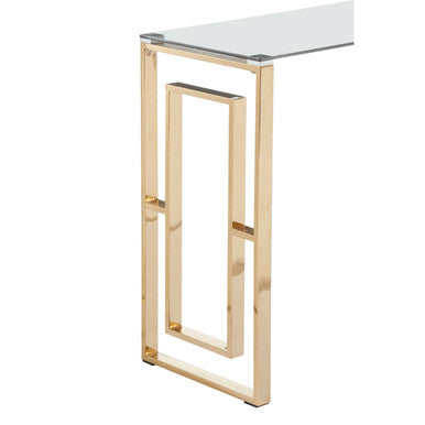 Allure Console Table With Gold Legs And Glass Top