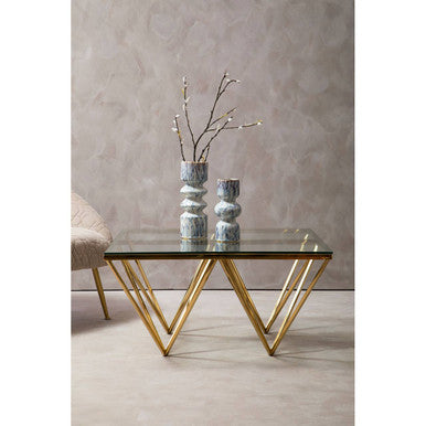 Allure Gold Finish Prismaric Square Coffee Table