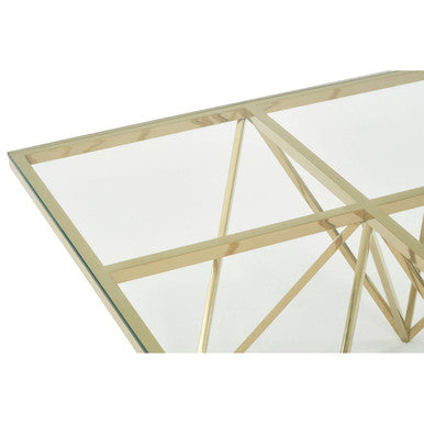 Allure Gold Finish Prismaric Square Coffee Table