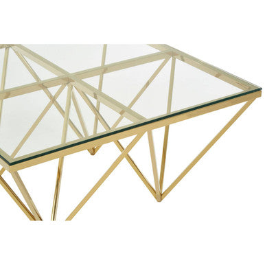 Allure Gold Finish Prismaric Square Coffee Table