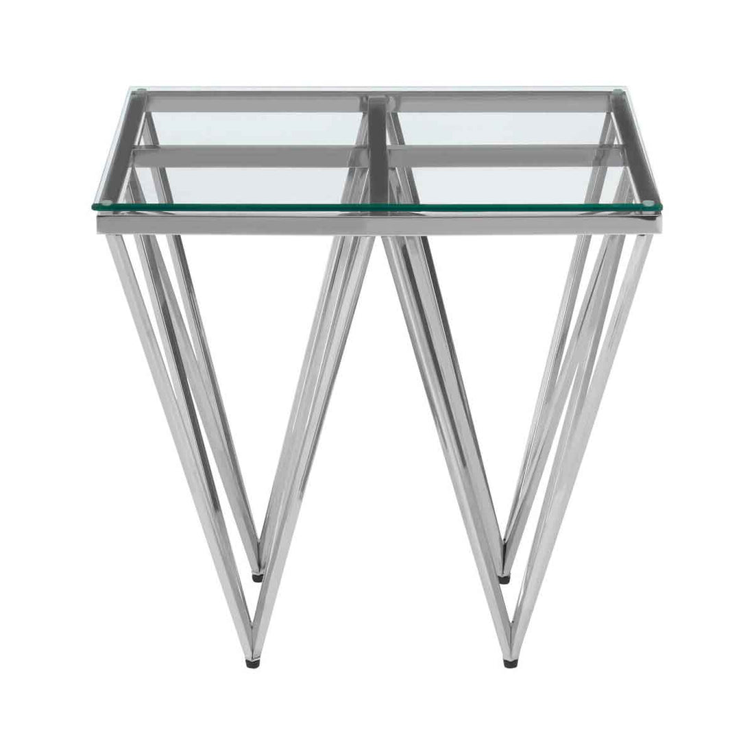 Allure Silver Finish Prismatic Legs End Table