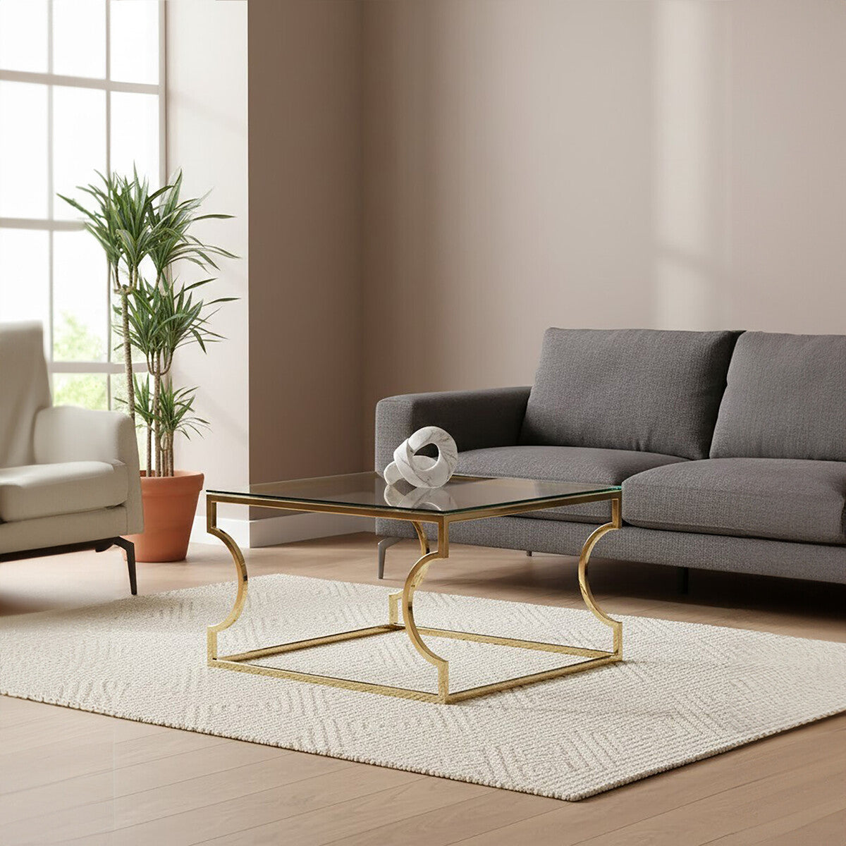 Allure Tempered Glass Curved Frame Coffee Table