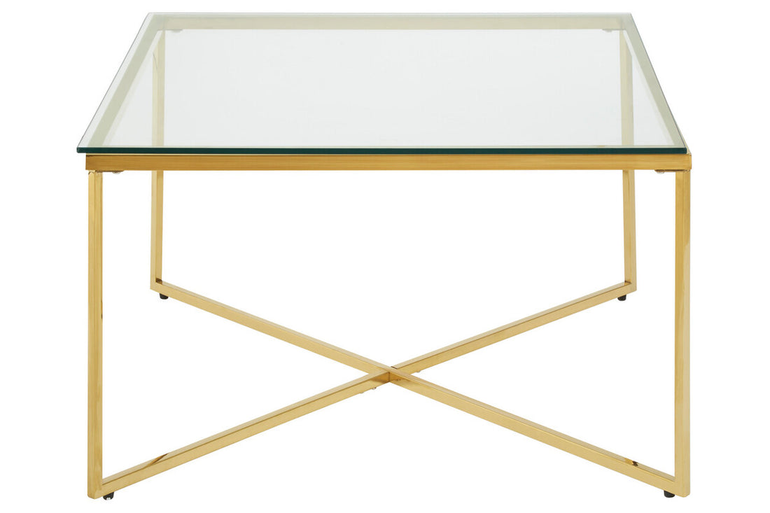 Allure Gold Finish Cross Base Coffee Table