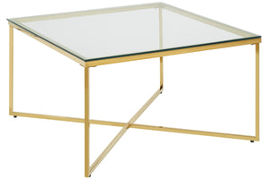 Allure Gold Finish Cross Base Coffee Table