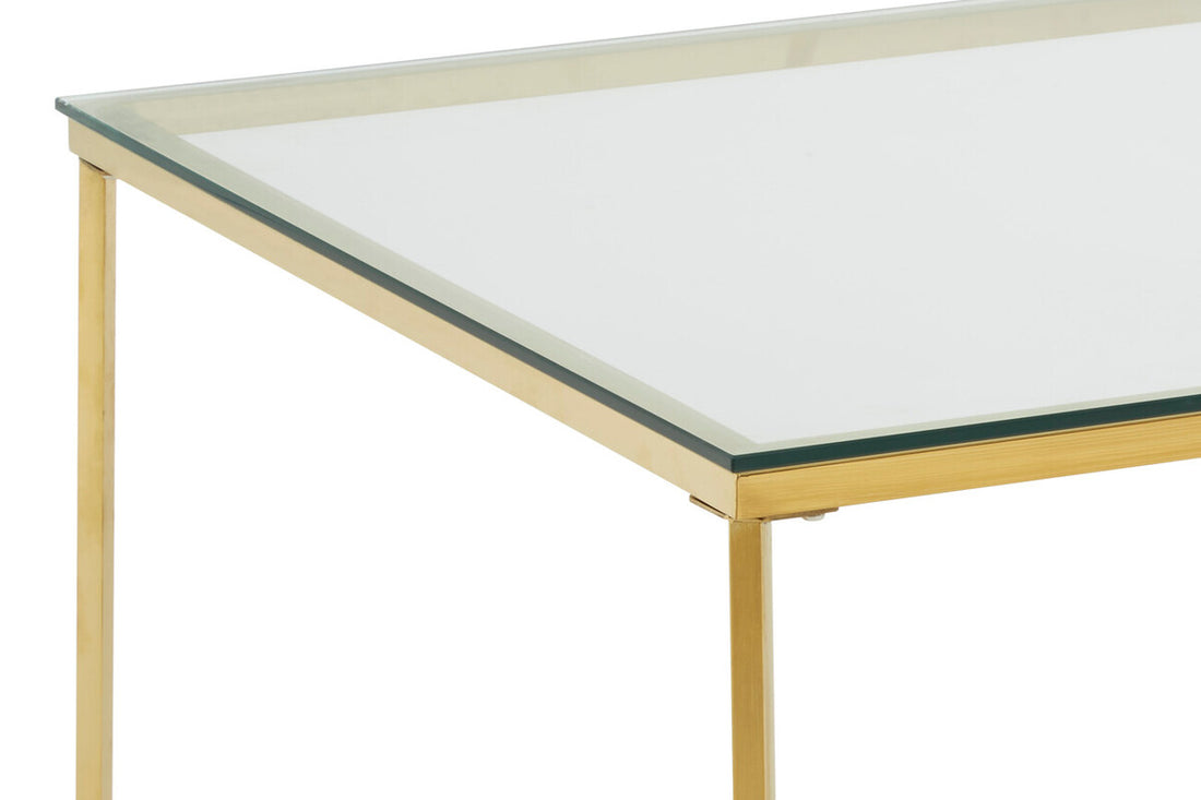 Allure Gold Finish Cross Base Coffee Table