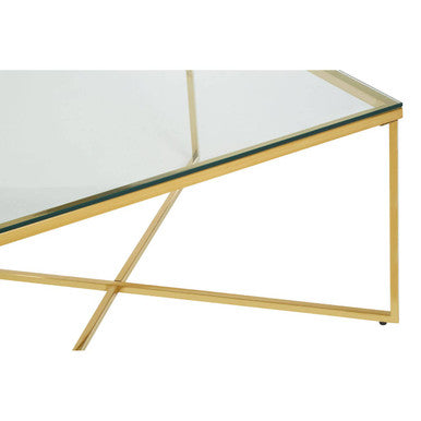 Allure Gold Finish Cross Base Coffee Table