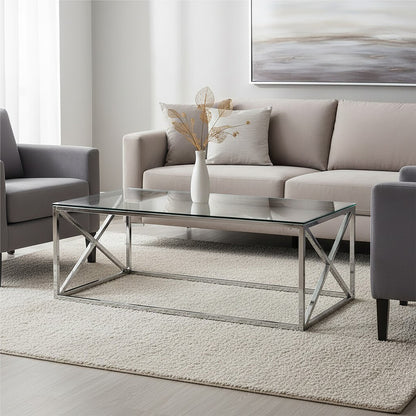 Allure Silver Cross Design Coffee Table