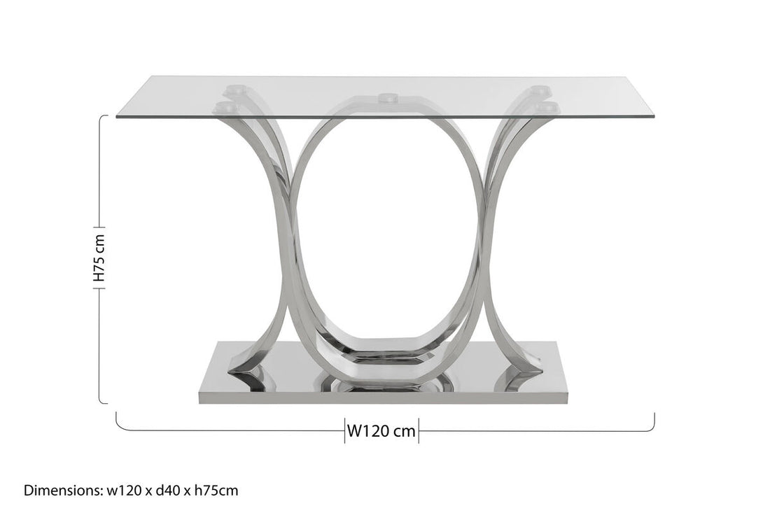 Allure Chrome  Curved Base Console Table - Image 11