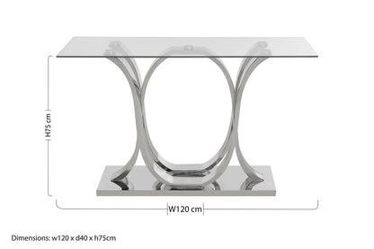 Allure Chrome  Curved Base Console Table