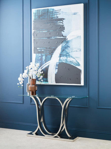 Allure Chrome  Curved Base Console Table - Image 5