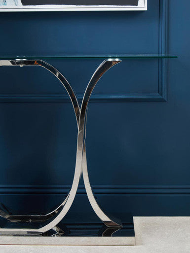 Allure Chrome  Curved Base Console Table - Image 6