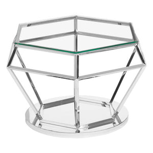 Allure Silver Finish Diamond Design End Table