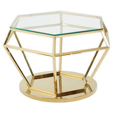 Allure Large Gold Finish Diamond End Table