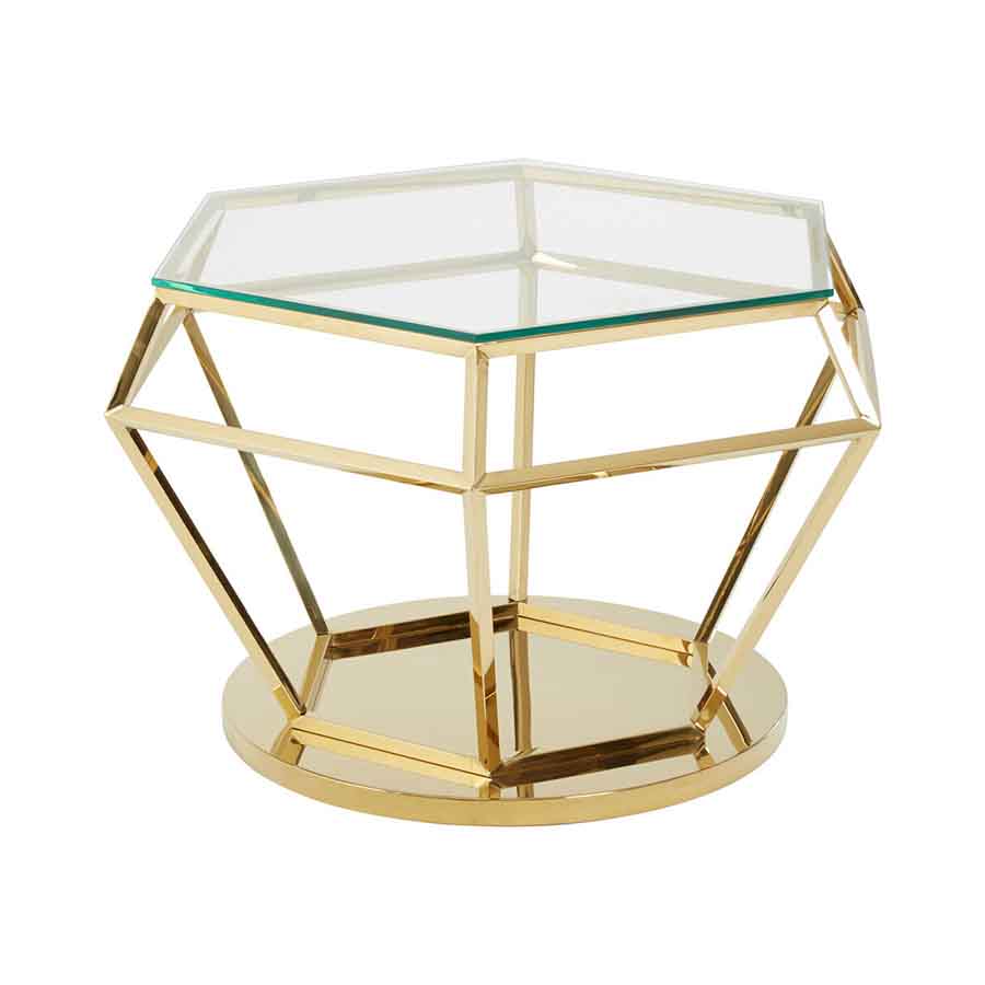 Allure Large Gold Finish Diamond End Table