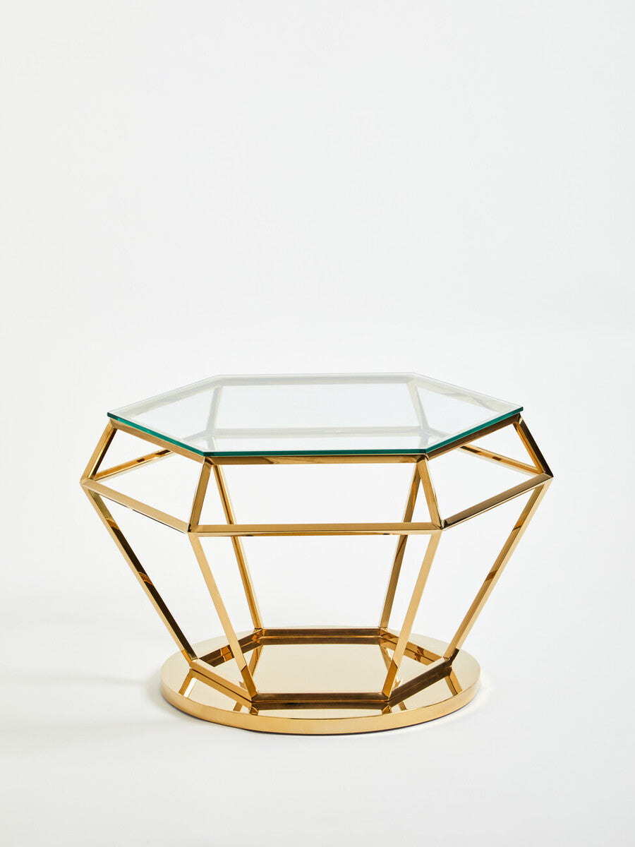 Allure Large Gold Finish Diamond End Table
