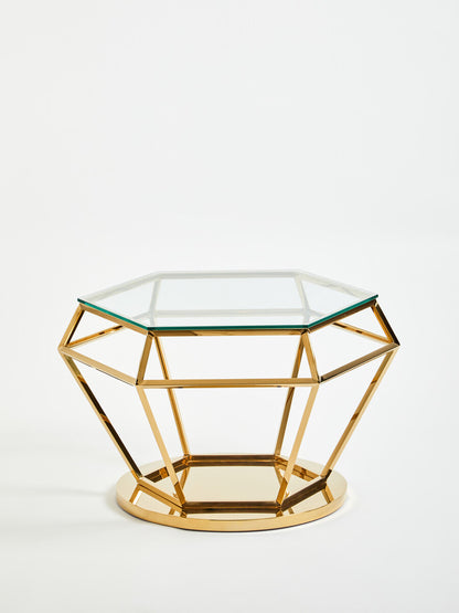 Allure Large Gold Finish Diamond End Table