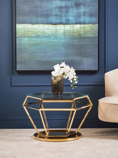 Allure Large Gold Finish Diamond End Table