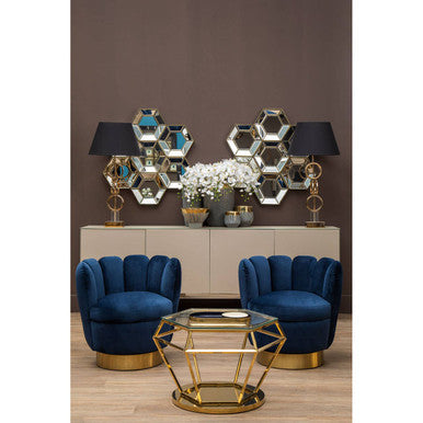 Allure Large Gold Finish Diamond End Table