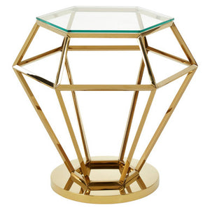 Allure Small Gold Finish Diamond End Table
