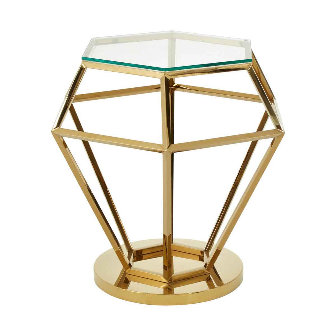 Allure Small Gold Finish Diamond End Table