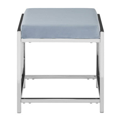 Allure Powder Blue Velvet And Silver Stool