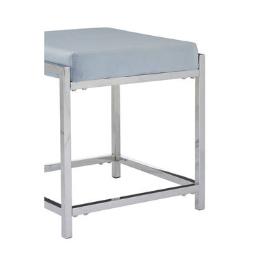 Allure Powder Blue Velvet And Silver Stool
