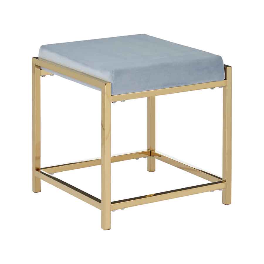 Allure Powder Blue Velvet And Gold Stool