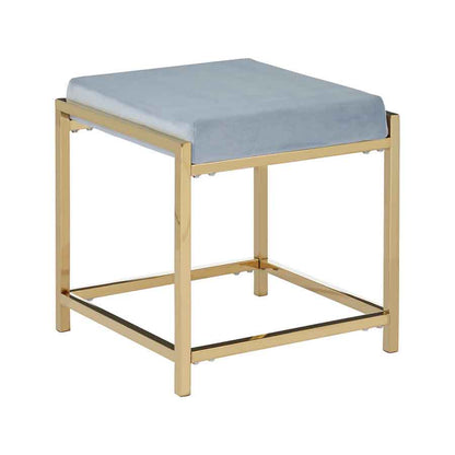 Allure Powder Blue Velvet And Gold Stool