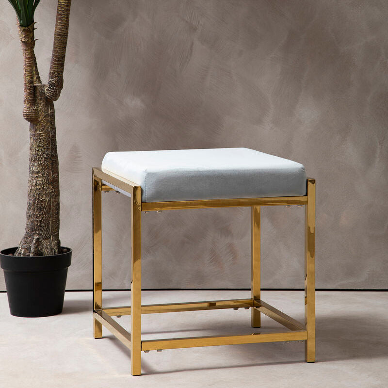 Allure Powder Blue Velvet And Gold Stool