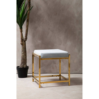 Allure Powder Blue Velvet And Gold Stool - Image 5