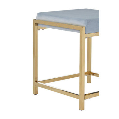 Allure Powder Blue Velvet And Gold Stool - Image 7