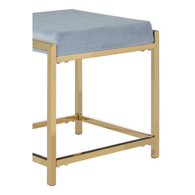 Allure Powder Blue Velvet And Gold Stool