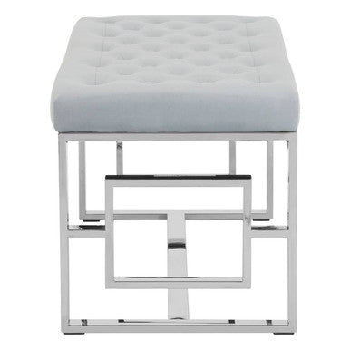 Allure Powder Blue Velvet And Silver Bench