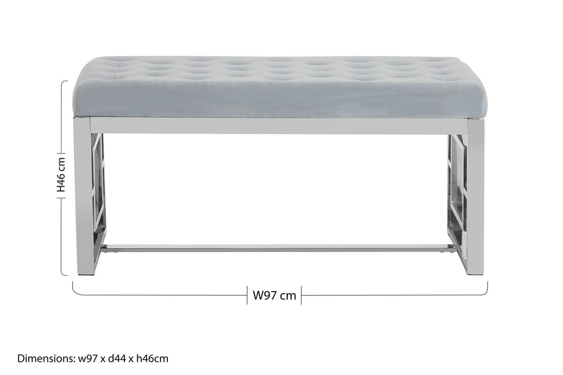 Allure Powder Blue Velvet And Silver Bench