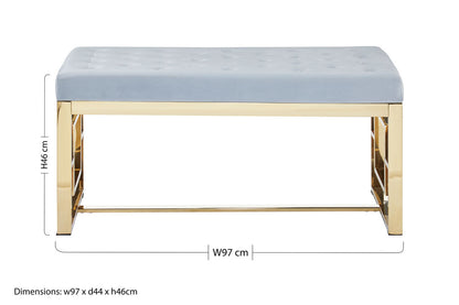 Allure Powder Grey Tufted Bench