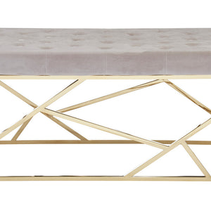 Allure Mink Velvet Bench with Gold Finish Base