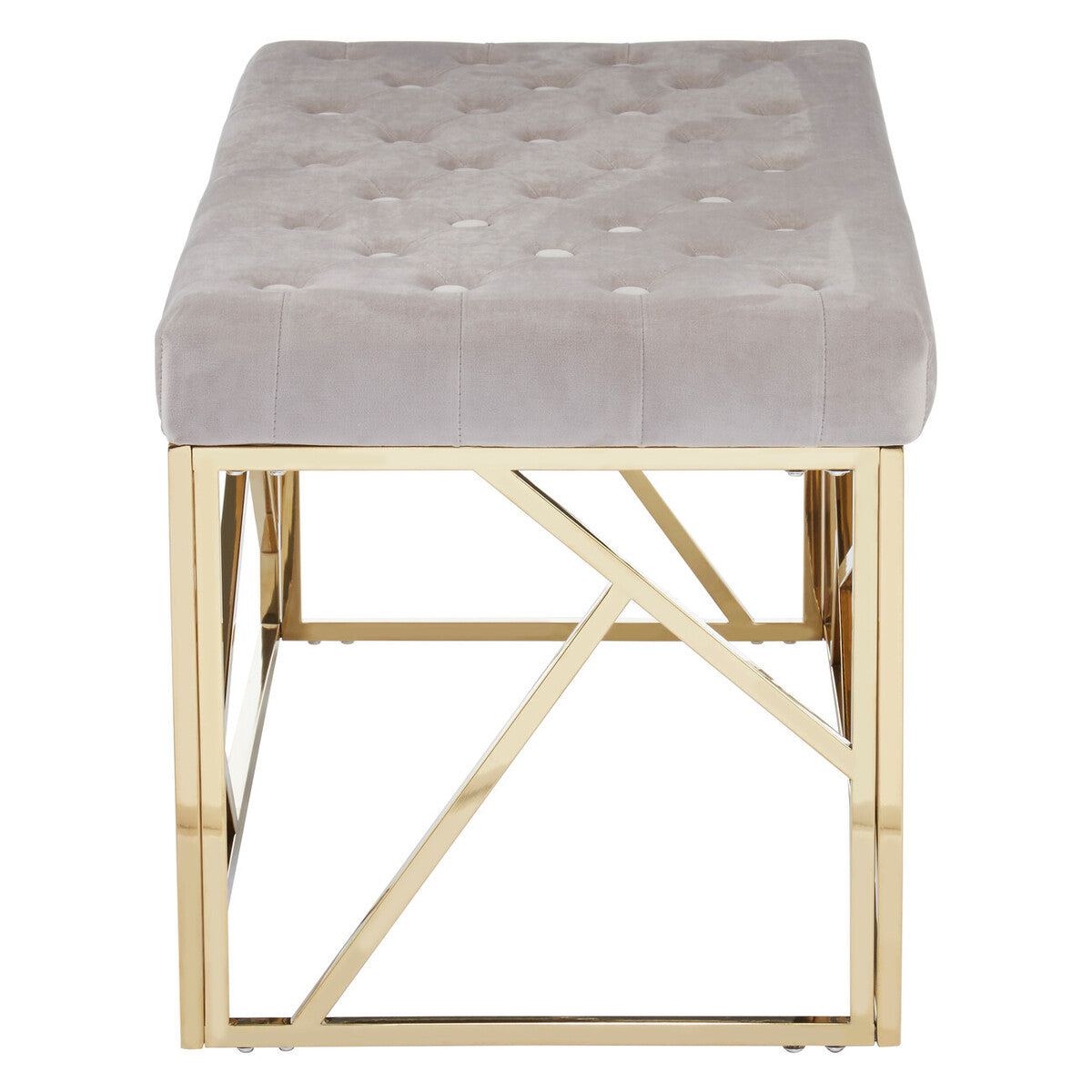 Allure Mink Velvet Bench with  Gold Finish Frame