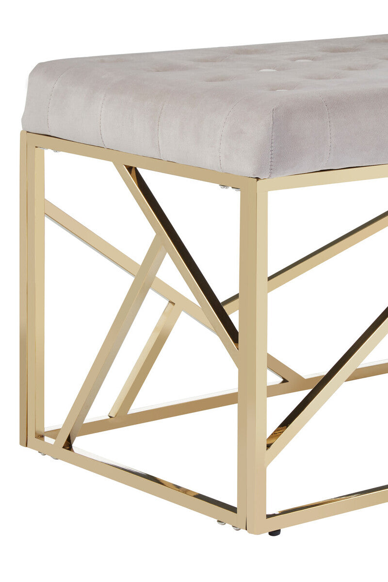 Allure Mink Velvet Bench with  Gold Finish Frame
