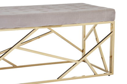 Allure Mink Velvet Bench with  Gold Finish Frame